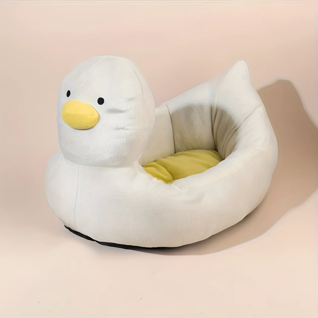 Duck-shaped pet bed sofa in blue or white colour for small dogs and cats