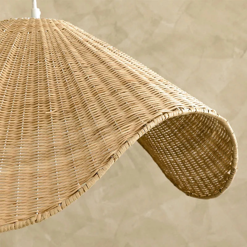 Handmade rattan chandelier with warm LED light, available in 60cm 80cm 100cm diameter