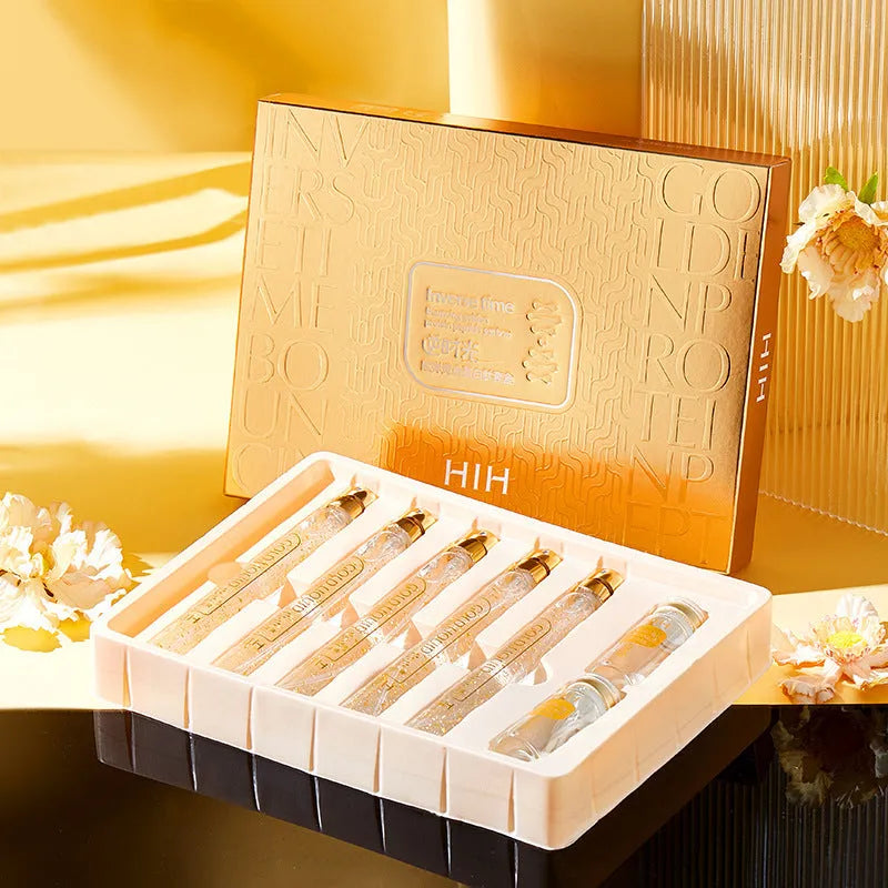 Gold Protein Peptide Kit facial essence set with 15ml vials and gold thread carving liquid