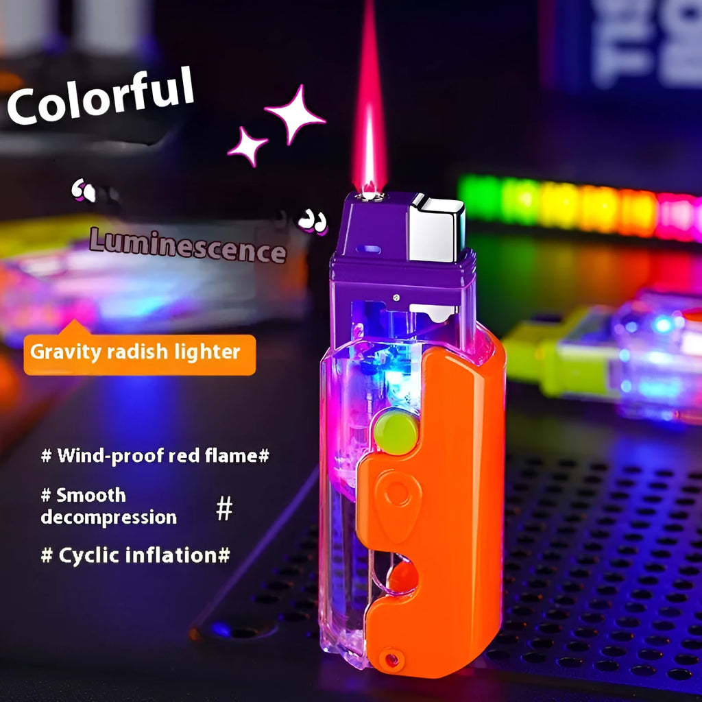 Colourful luminous radish lighter in orange, purple or green with plastic construction