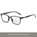 Anti blue light multifocal reading glasses with photochromic lenses in various frame colours