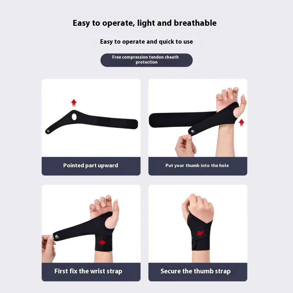 Adjustable athletic wristguard for sports like badminton and tennis, shown in black colour.