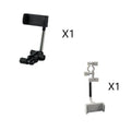 Black ABS plastic mobile phone bracket mounted on a car rearview mirror holding a smartphone