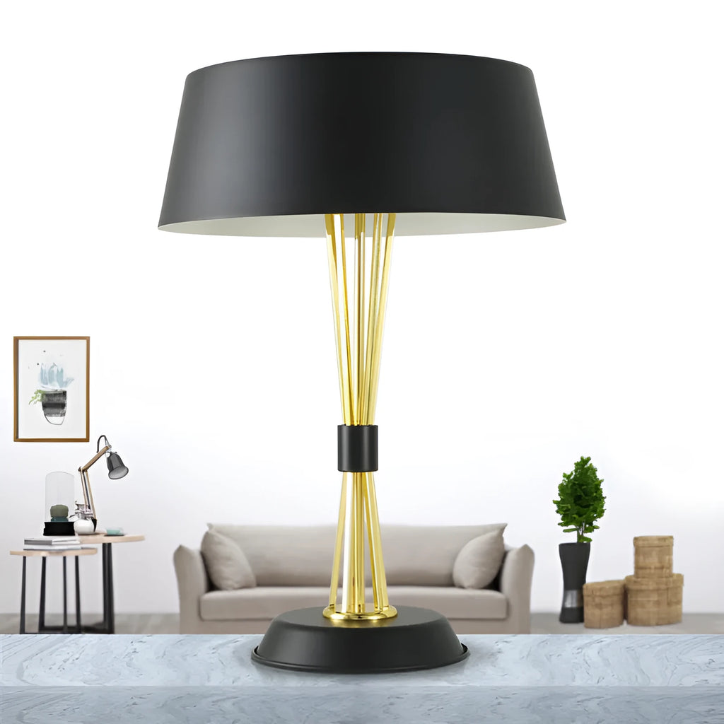 Iron creative European style table lamp, 35x66cm, black finish with LED light source on a desk