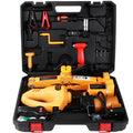 Yellow steel electric car jack set with wrench for roadside tyre changes