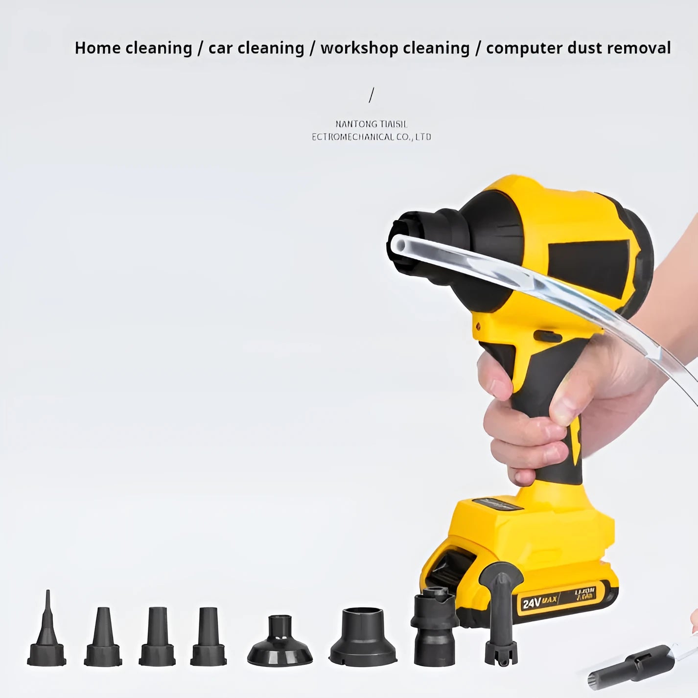 Yellow 680W rechargeable lithium battery dust gun with blowing and suction functions for household cleaning