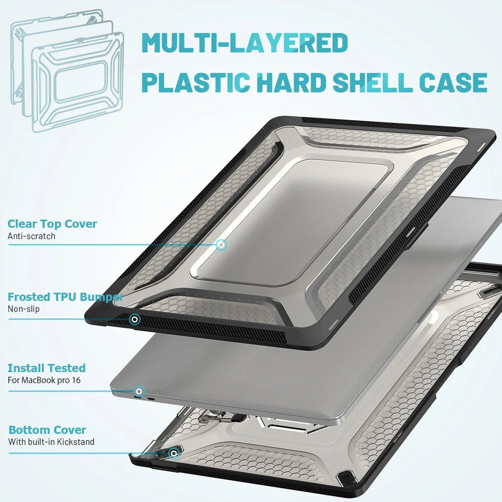 MacBook protective shell case in four colours: cool black, starry sky grey, elegant apricot, and sapphire blue.
