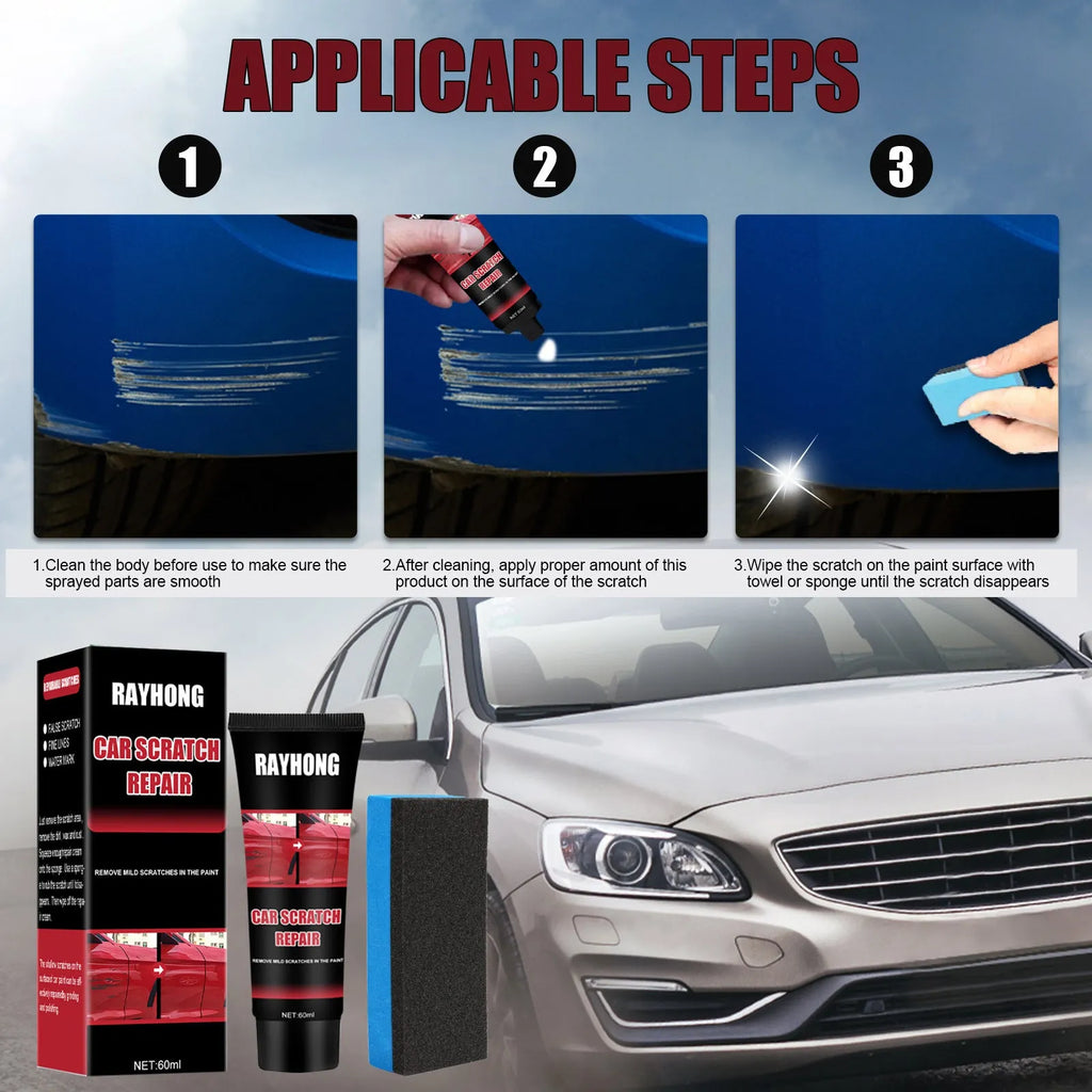 60ml car scratch repair wax container with application cloth for automotive paint scratch maintenance