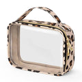 Transparent PVC lipstick storage bag with chain closure in 7.85 inch size showing cosmetic organisation