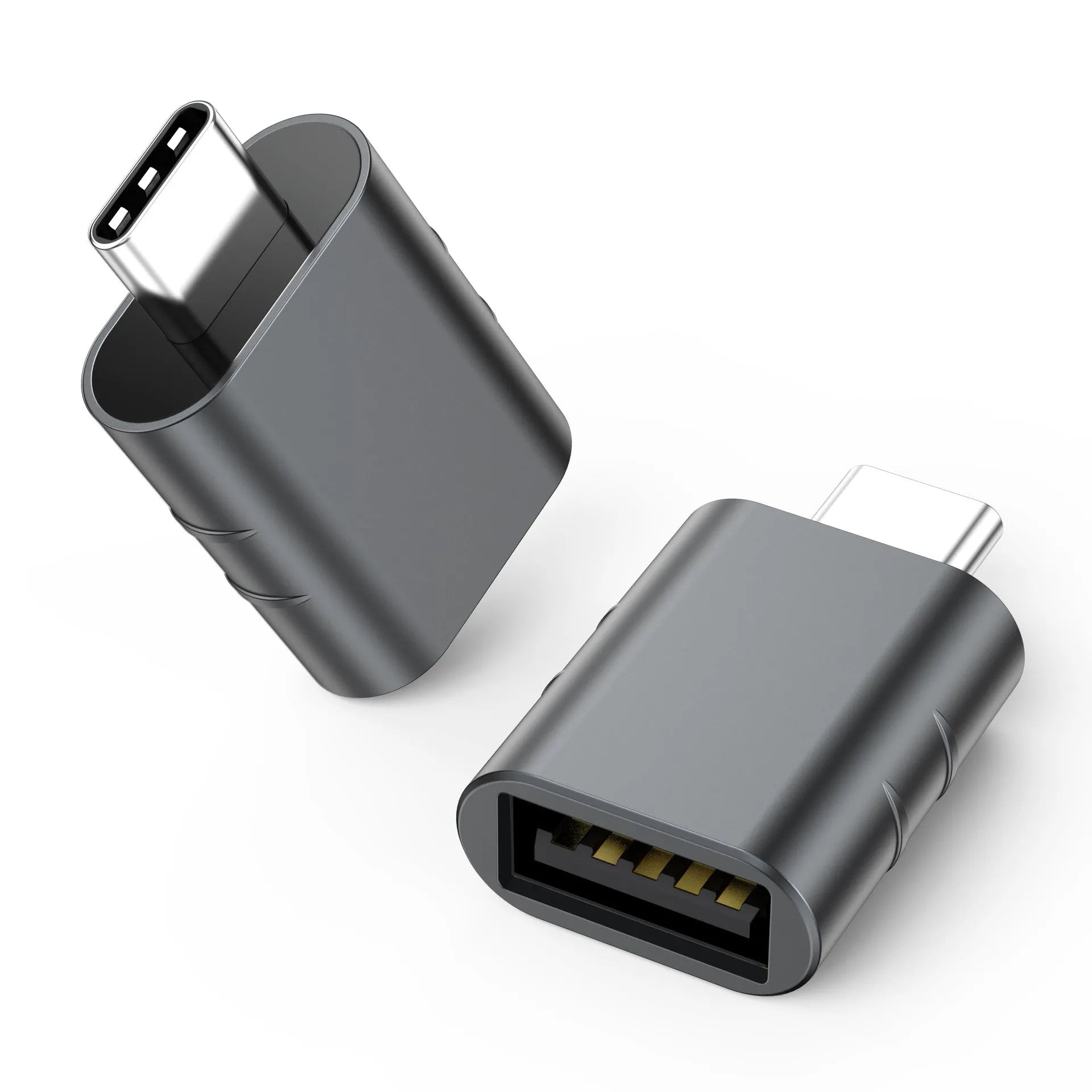 USB C to USB A converter adapter with zinc alloy shell in seven colour options supporting 10Gbps data transfer