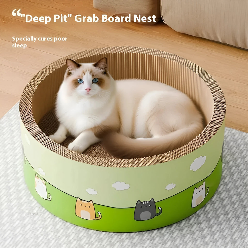 HK round deep pit cat scratch board in 45-50cm size with corrugated paper construction