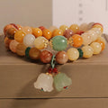 Natural Jinsi Jade multi-layer bracelet for women with orchid pendant colour option on plain background