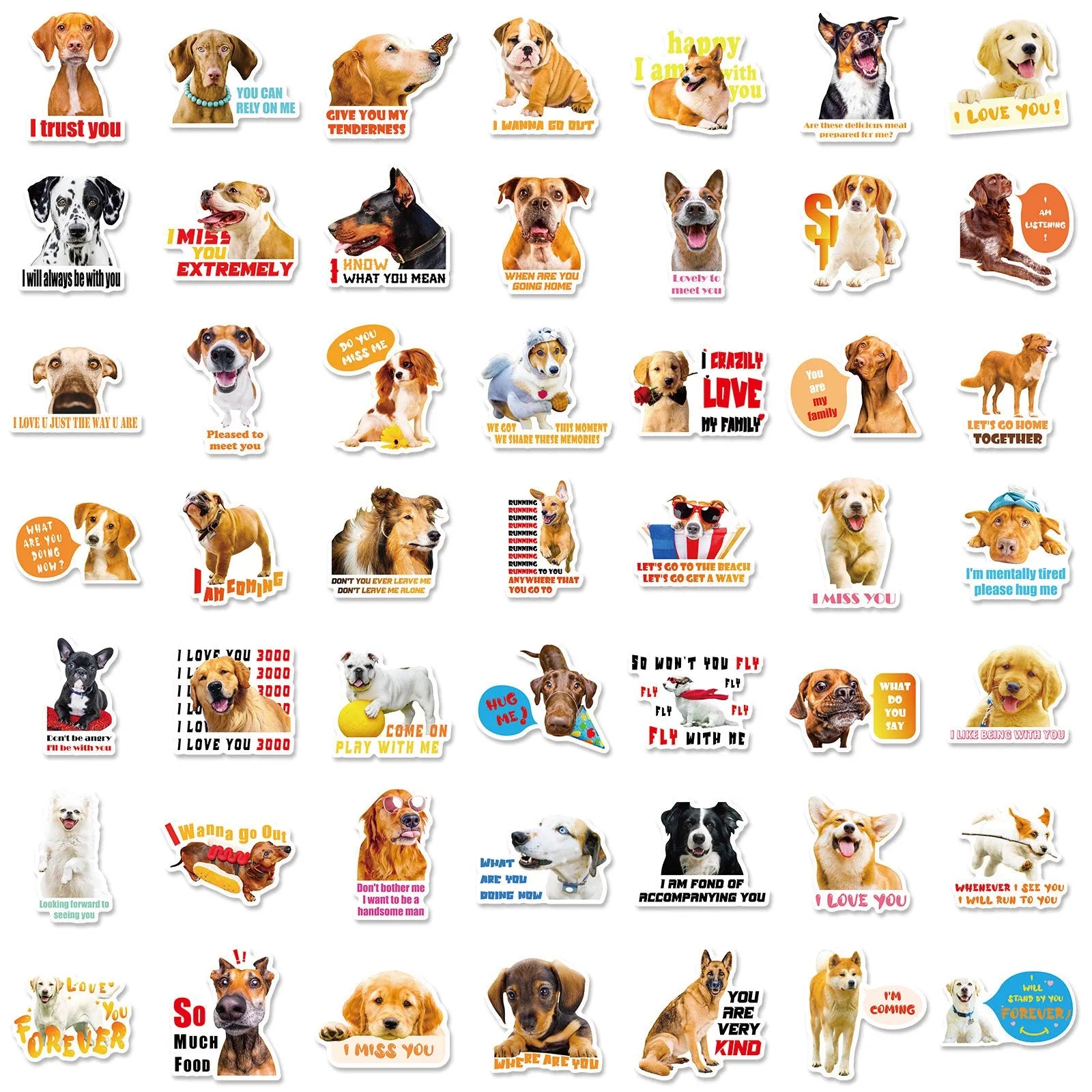 Realistic dog facial expression sticker pack with 100 sheets in Nordic style design