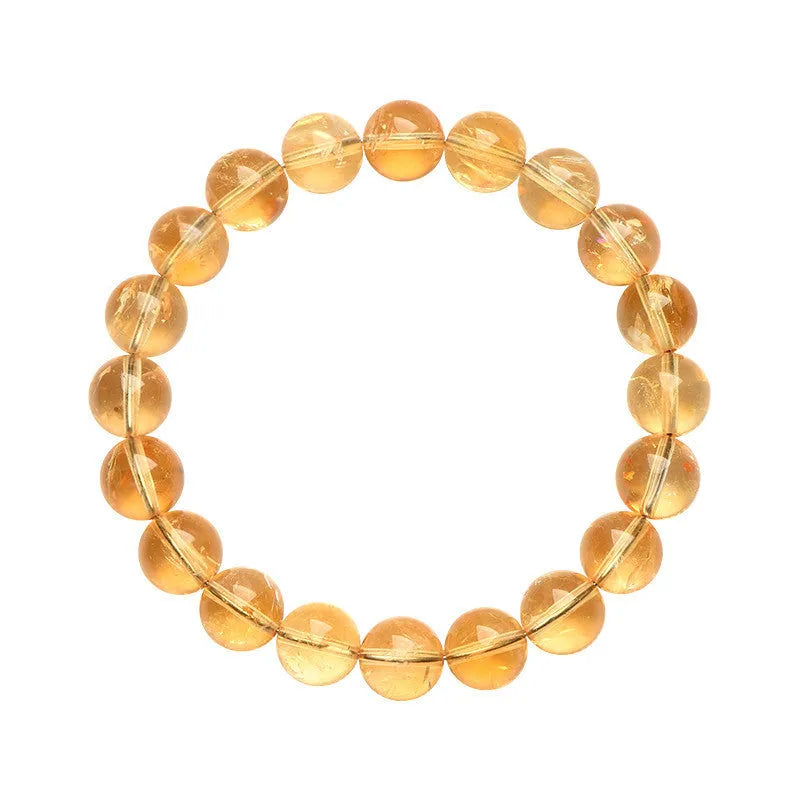 Natural yellow citrine bead bracelet showing options for single strand and triple strand styles.