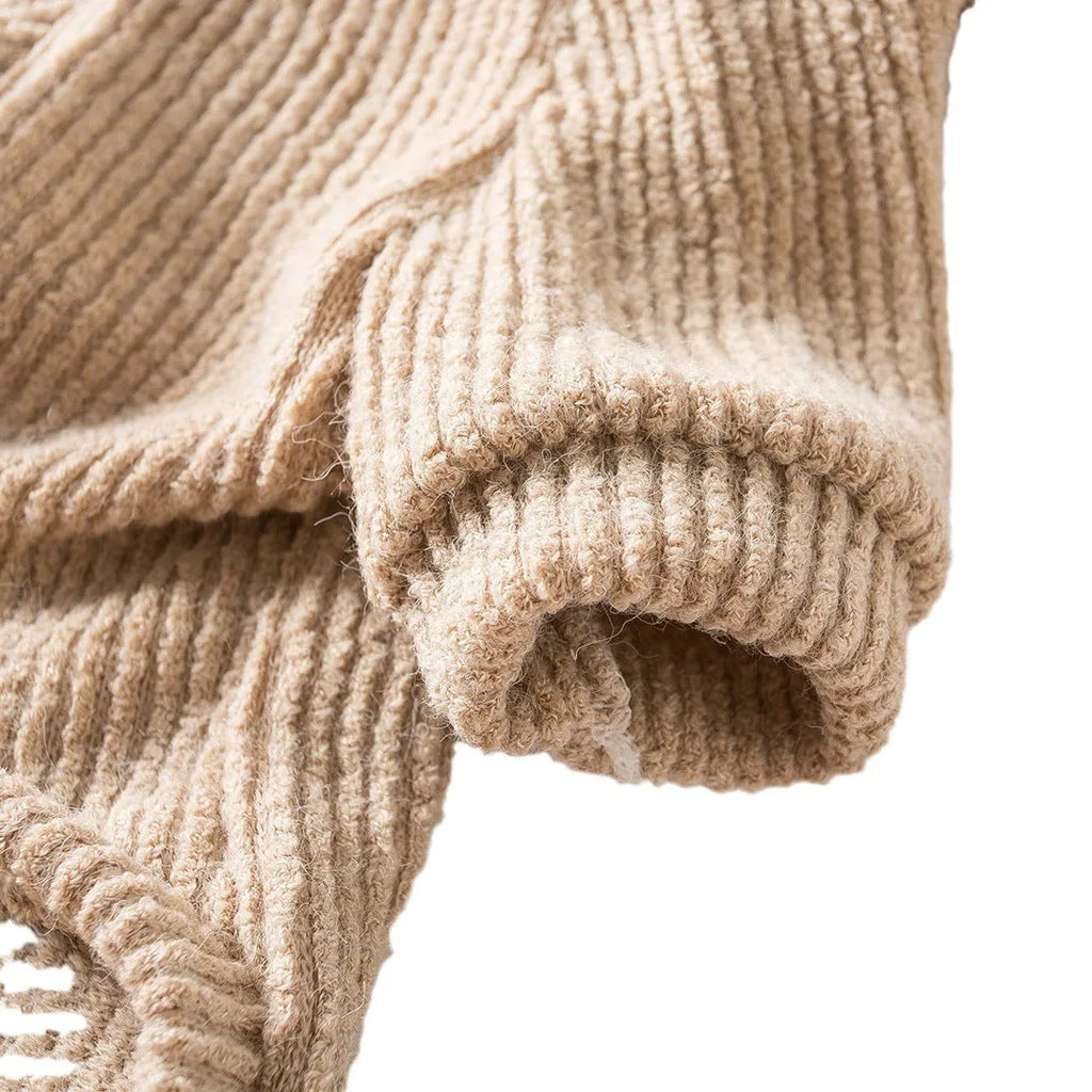 Brown cloth dog sweater pullover for small breed dogs on size chart