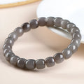 Straight cut Smokey Violet Hetian jade bracelet with approximately 8x9mm beads