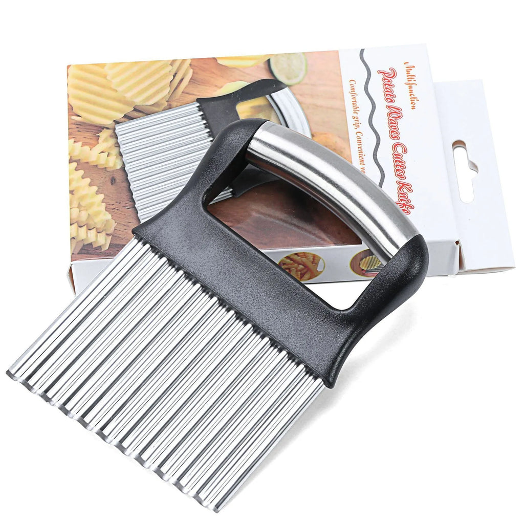 Stainless steel potato wave knife for cutting wavy fries and crinkle chips
