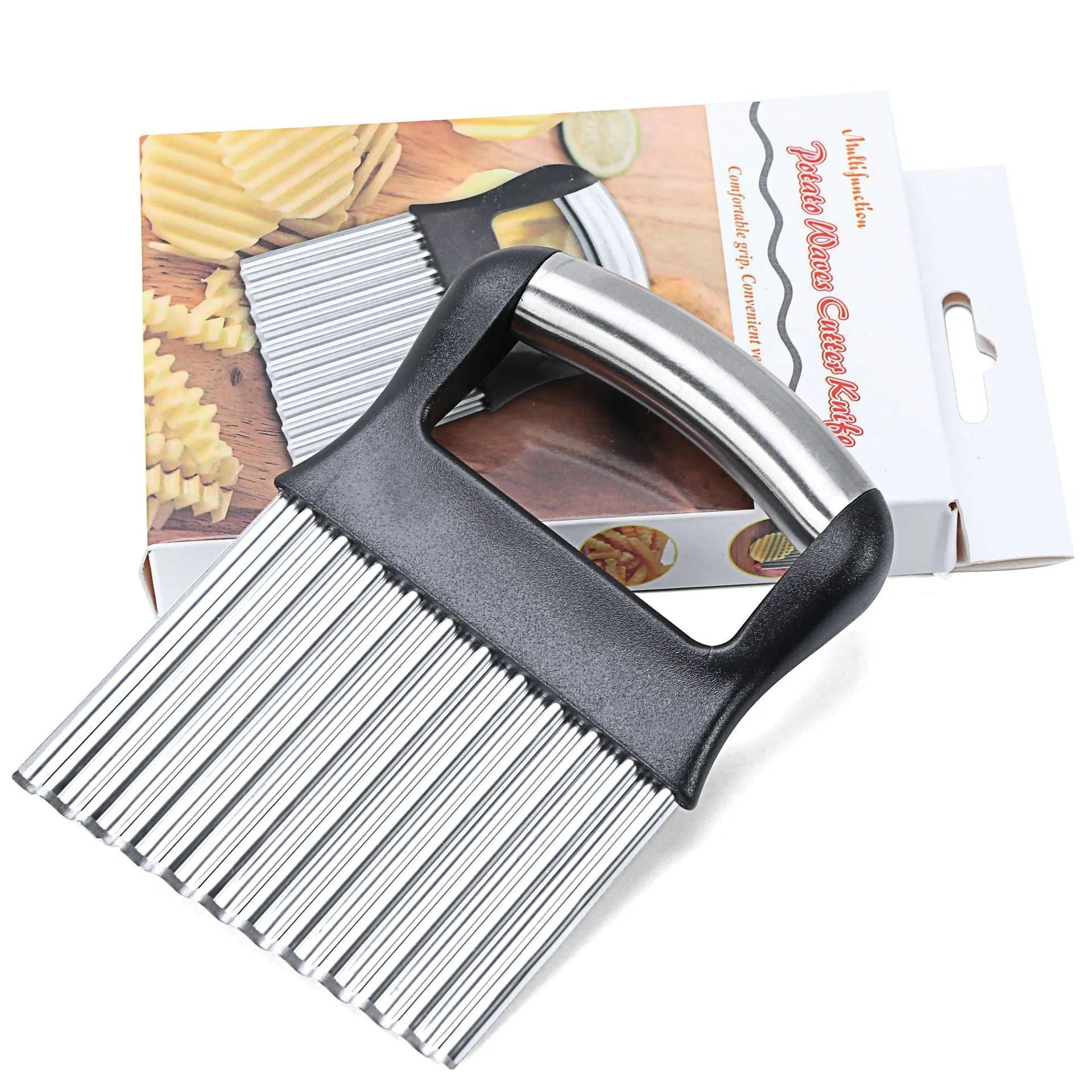 Stainless steel potato wave knife for cutting wavy fries and crinkle chips