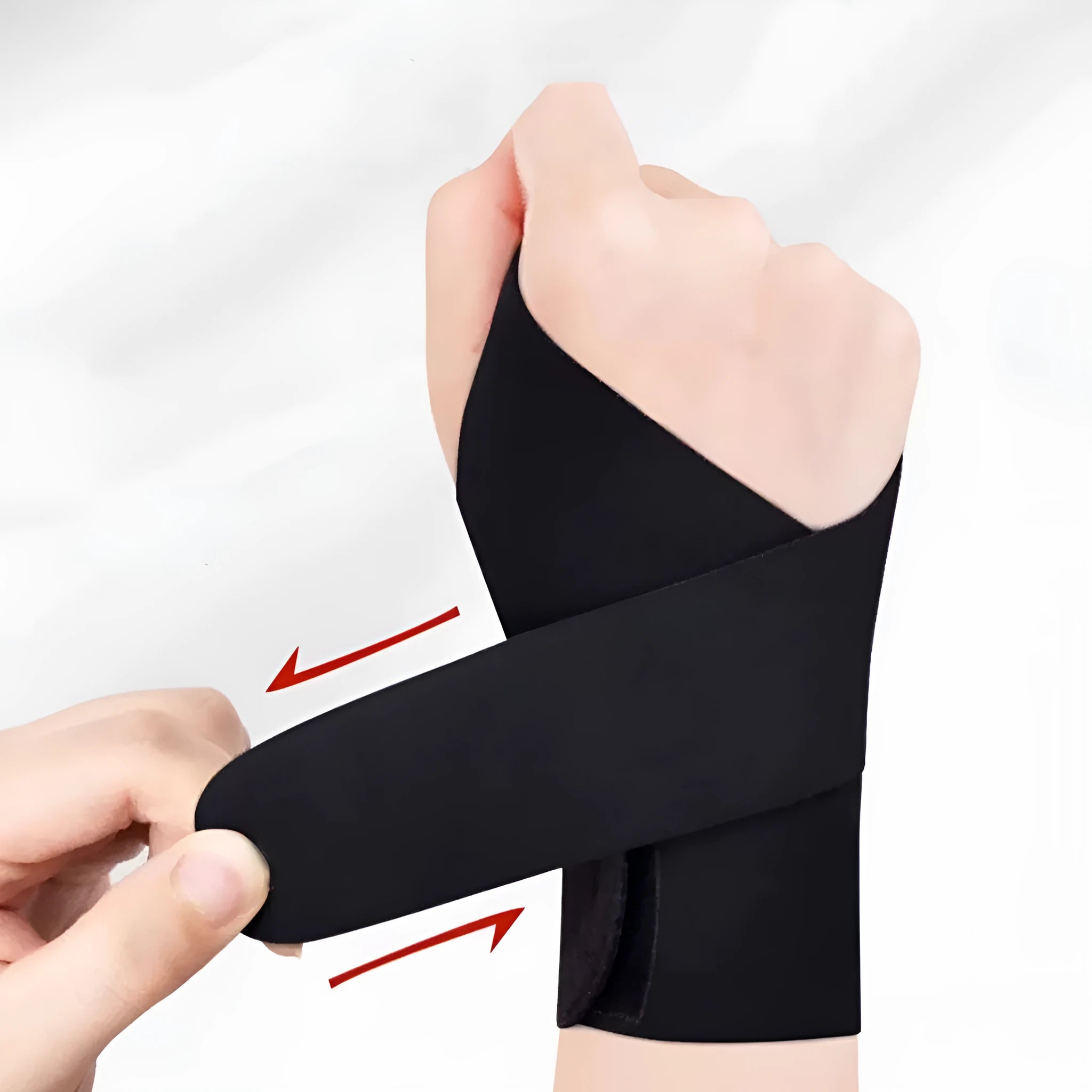Adjustable athletic wristguard for sports like badminton and tennis, shown in black colour.