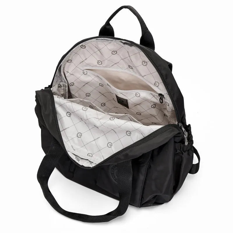 Large outdoor backpack in nylon with sandwich pocket compartments