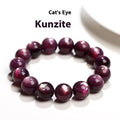 Purple lepidolite crystal bracelet with round polished beads showing multiple size options