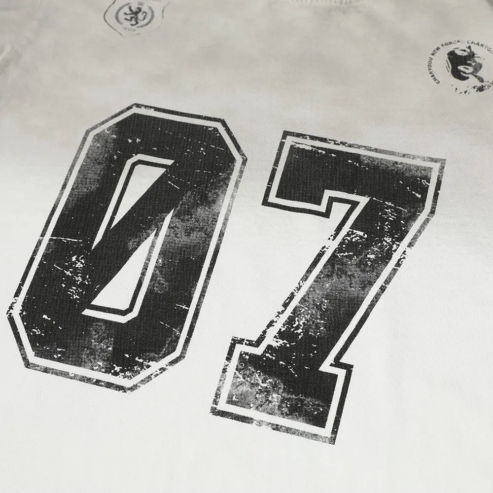 Men's black and white pure cotton short-sleeved t-shirt with printed graphic and crew neck
