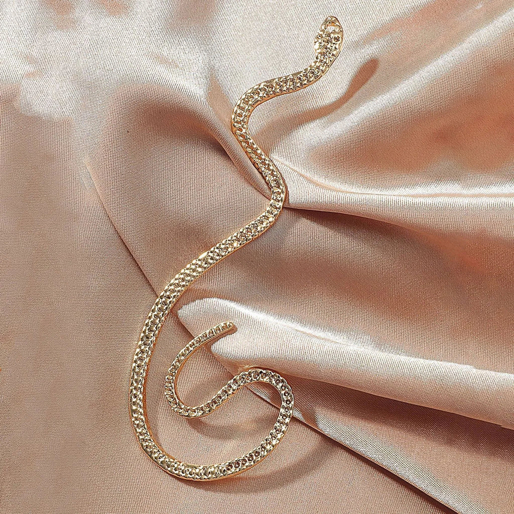 Non-hole ear clip vintage snake-shaped ear cuff with cubic zirconia for women left ear only