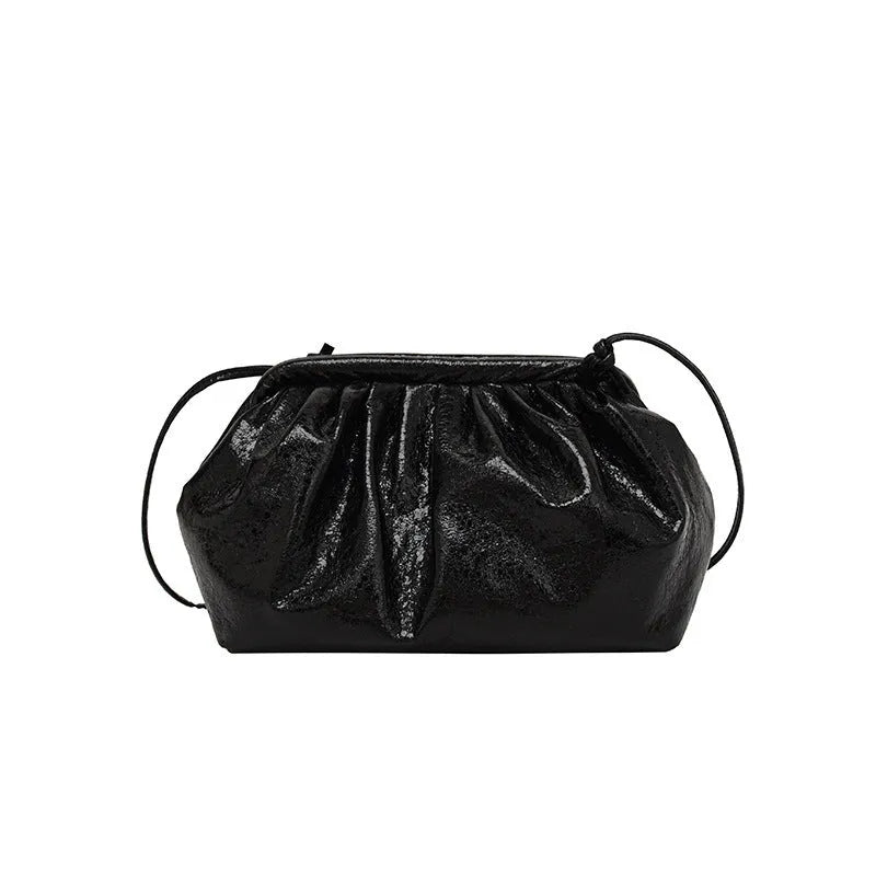 Simple hair clip shoulder crossbody bag in shell shape made from PU leather, shown in rose red colour.