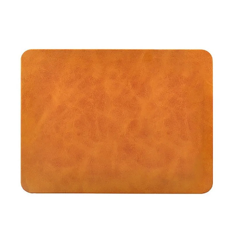 Brown leather wireless charging mouse pad with Qi fast charge capability