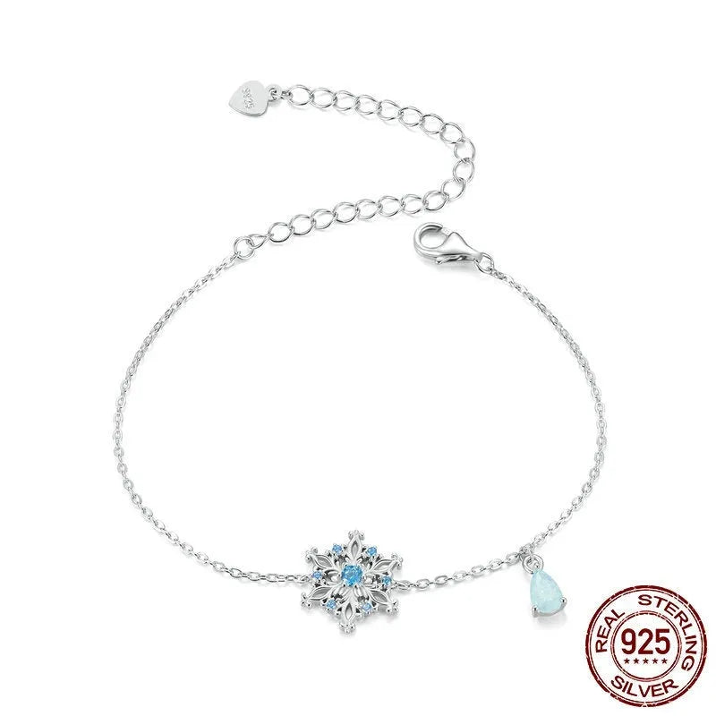 S925 sterling silver ice flower bracelet for women with snowflake design and electroplated finish in SCB263 colour
