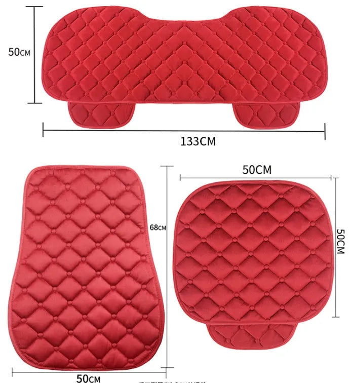Ringer plush cotton car seat cushion in burgundy colour for winter automotive comfort