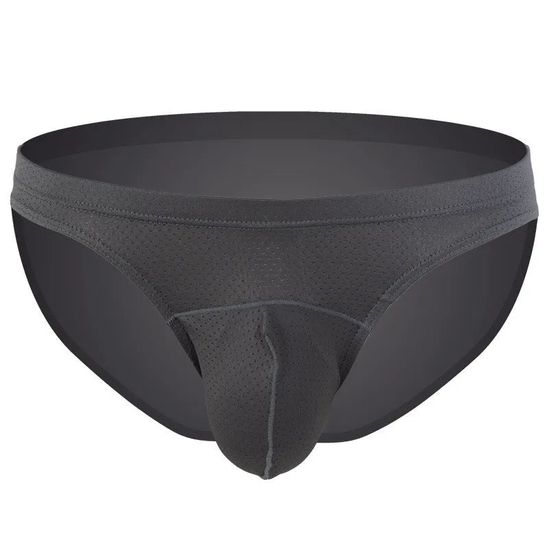 Men's transparent loose fit nylon underwear in multiple colour options showing breathable construction