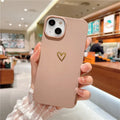 Hot stamping love silicone phone case in solid brown for iPhone, non-slip protective cover