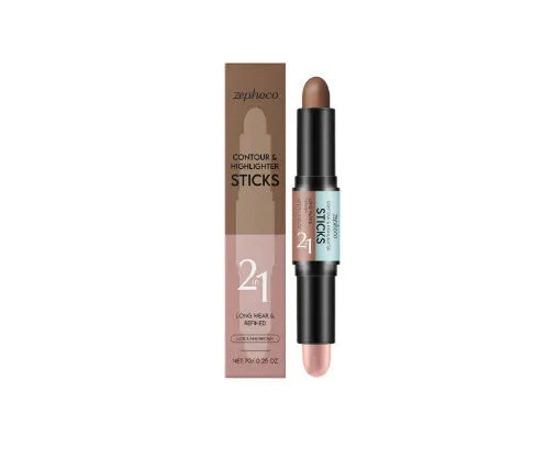 2-in-1 outline highlighter highlighter repair pen in compact packaging with 7g net content, packing size 2.2 x 11 cm, in ivory white dark brown