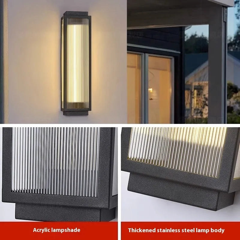 Outdoor wall lamp waterproof stainless steel for courtyard garden lighting with warm light option