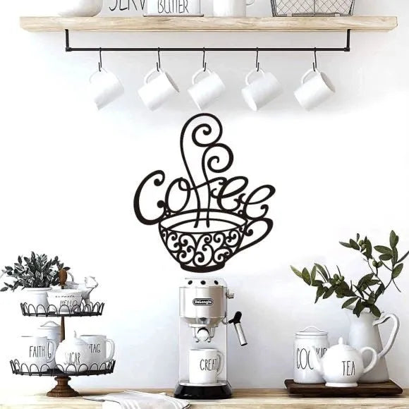 Black iron English letters silhouette wall ornament measuring 26cm by 28cm