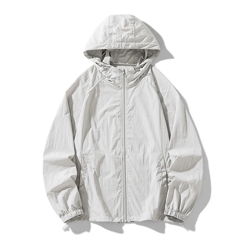 Outdoor sun-protective couple sports coat jacket in loose fit, thin nylon blend, available in 8 colours