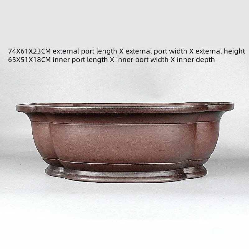 Handmade antique crabapple shaped purple clay flower pot, large size 74cm long.