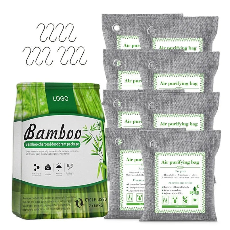 Bamboo charcoal wrapped activated carbon air purification bag for formaldehyde removal
