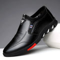 Men's black and brown PU leather business shoes with flat heel and lace-up design