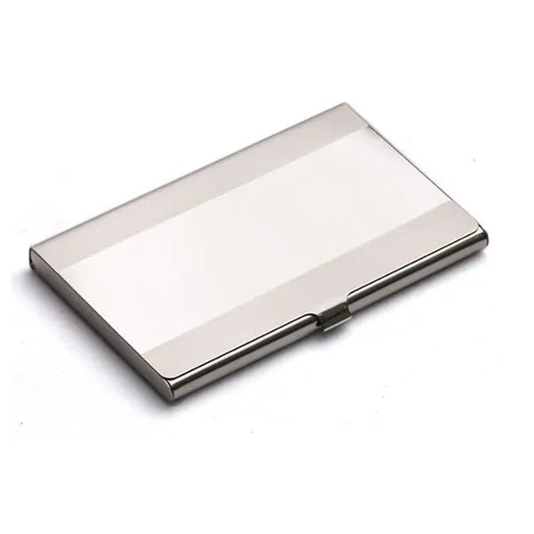304 stainless steel laser-sculpted business card case with geometry pattern.