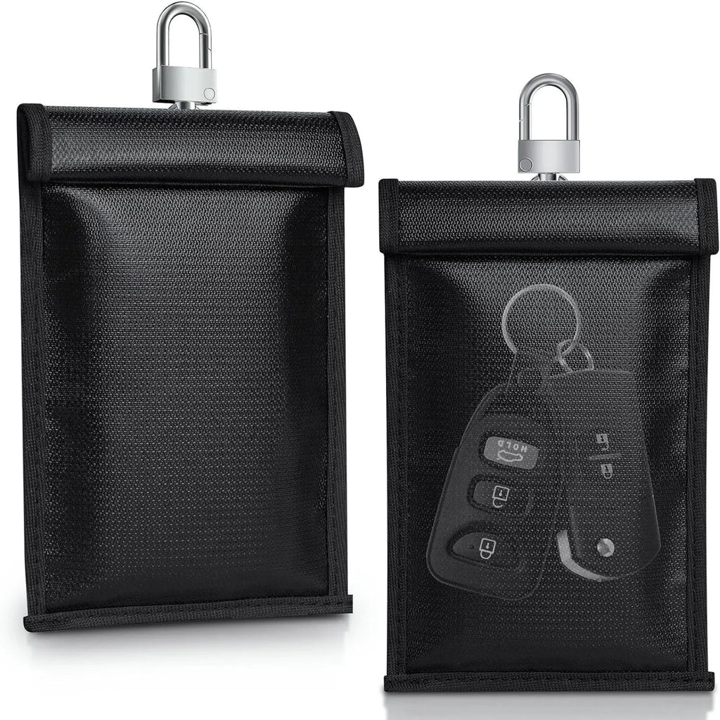 Fireproof fabric mobile phone bag with glass fibre and RFID blocking in solid colour