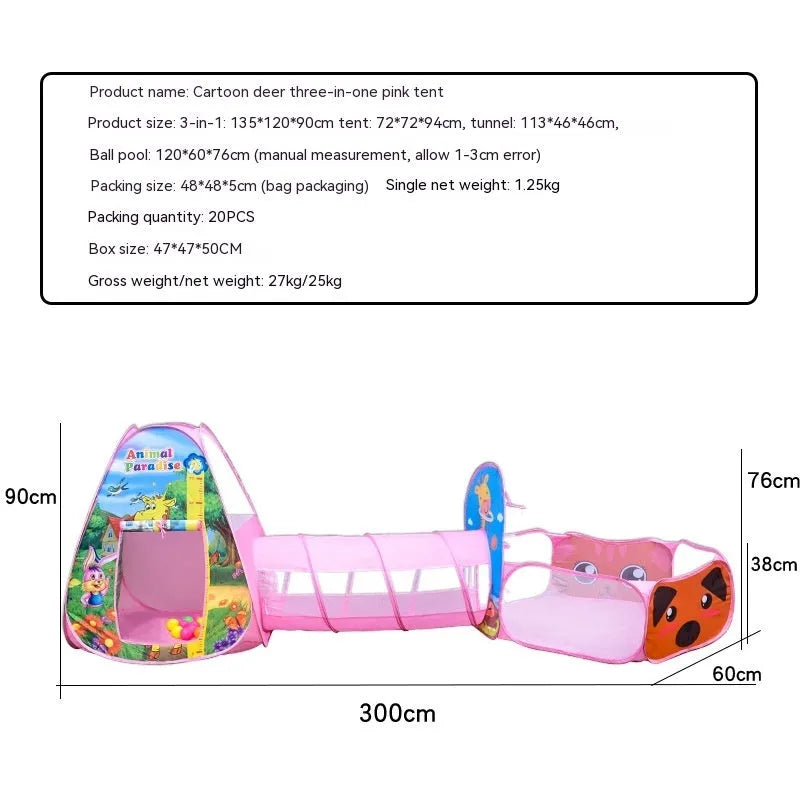 Underwater World three-in-one children's play tent with ball pool tunnel marine theme