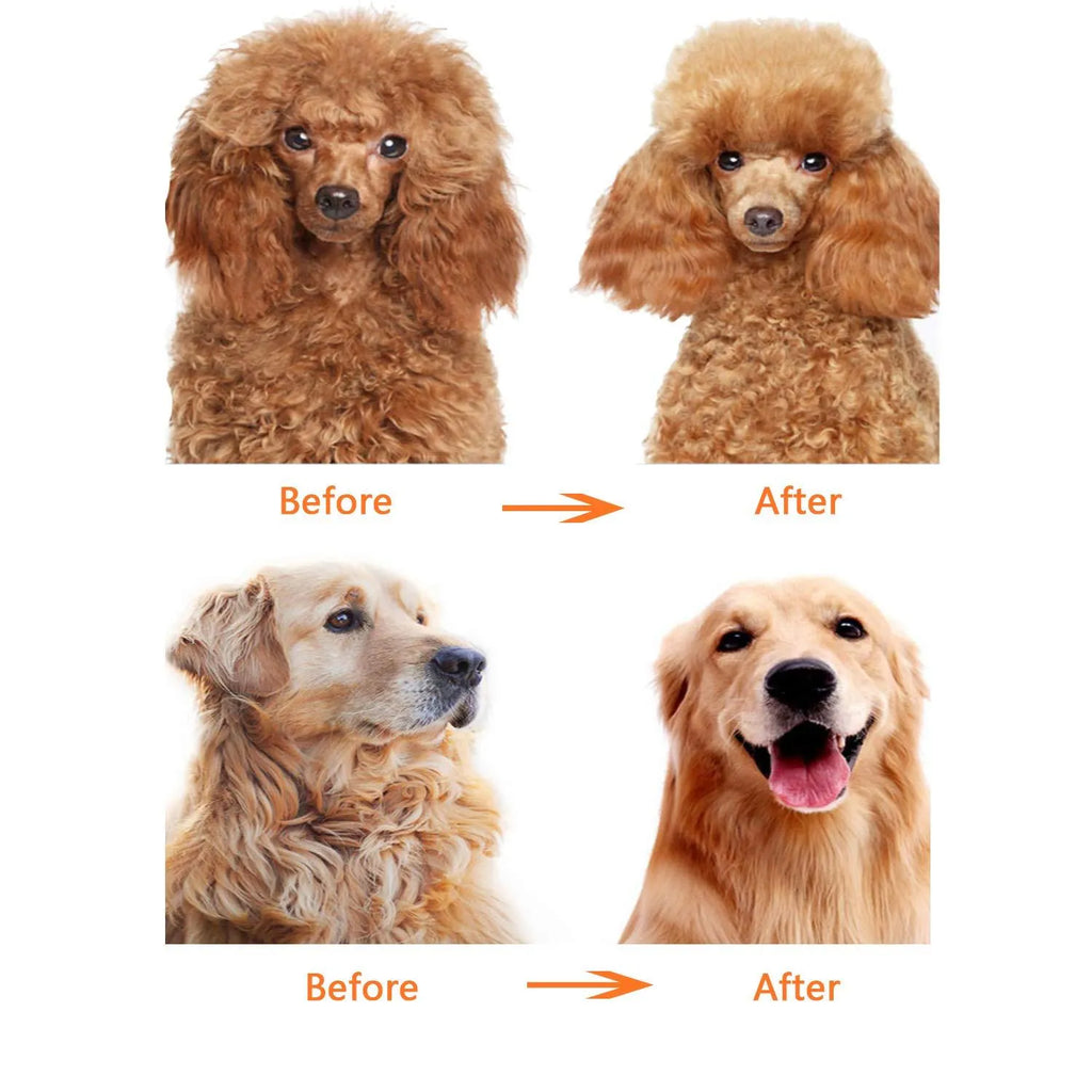 Red plastic handle pet grooming comb with stainless steel short and long teeth for dematting