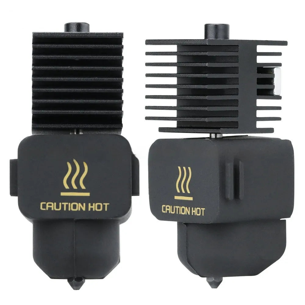 Bambu Lab A1 Mini hardened steel hot end assembly with four nozzle sizes and black silicone sleeve