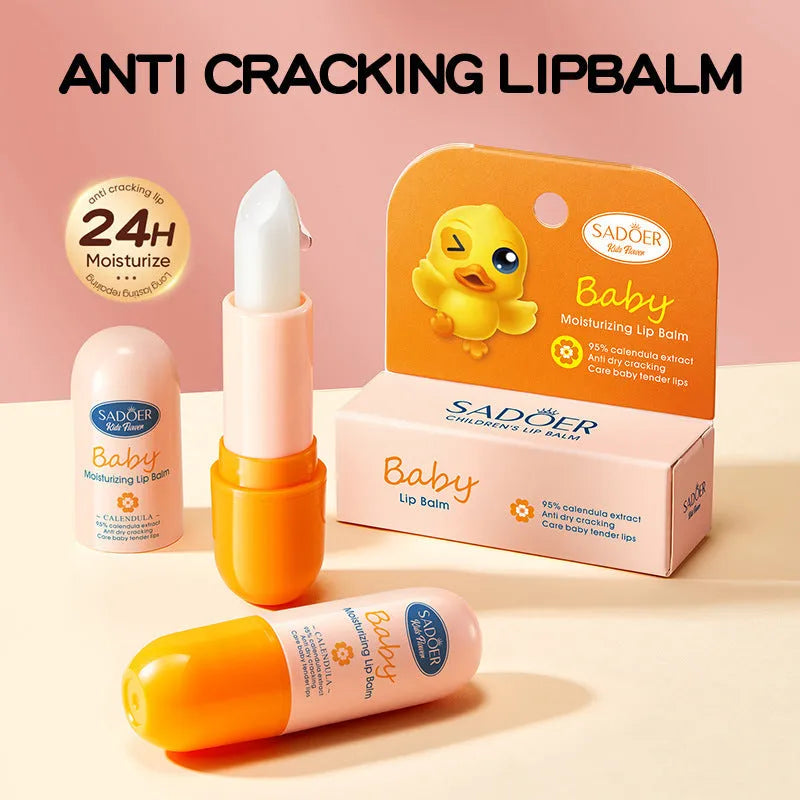 Anti-chapped lip moisturising lipstick in a tube on a white background.