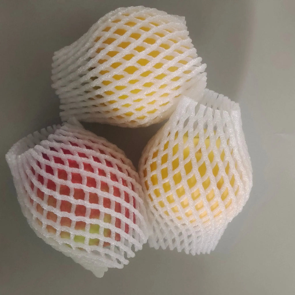 Ordinary white foam net protective case shown in various sizes for delicate items.