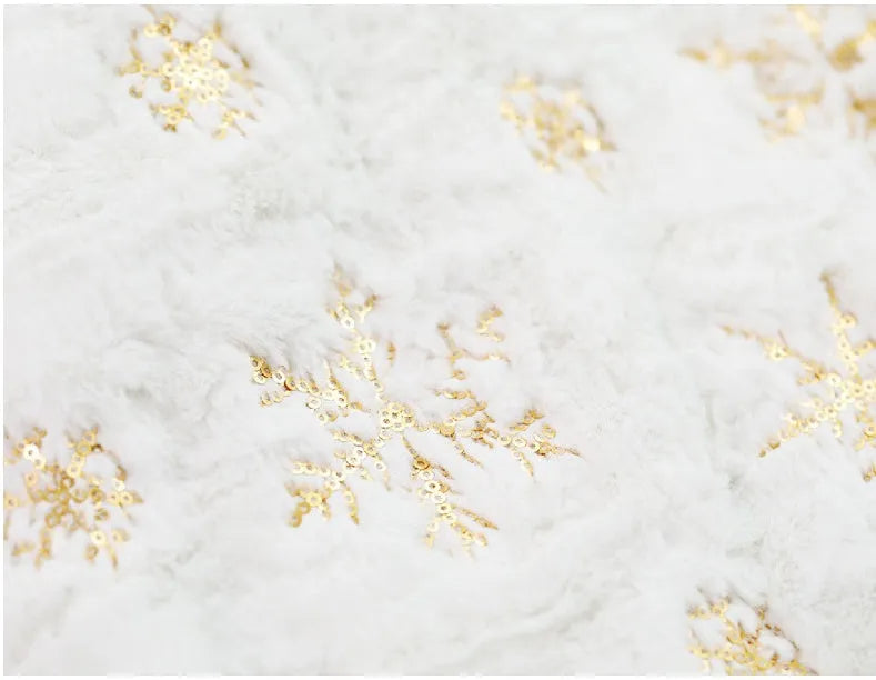 Christmas sequin embroidered tree skirt in imitation rabbit fur polyester, 90cm round, silver colour option
