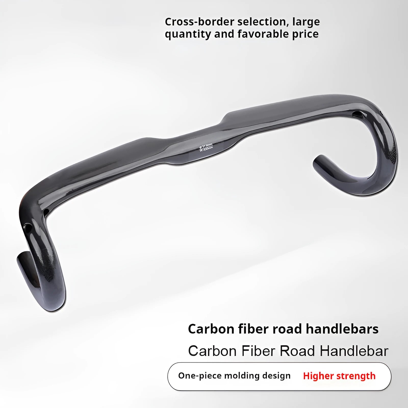 Non-standard carbon fibre road bicycle drop handlebar in black grey silver UD matte finish
