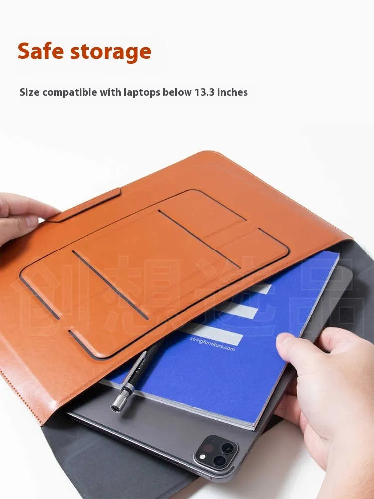 Integrated dual-angle laptop bracket bag for 13.3-inch business notebooks in black and brown